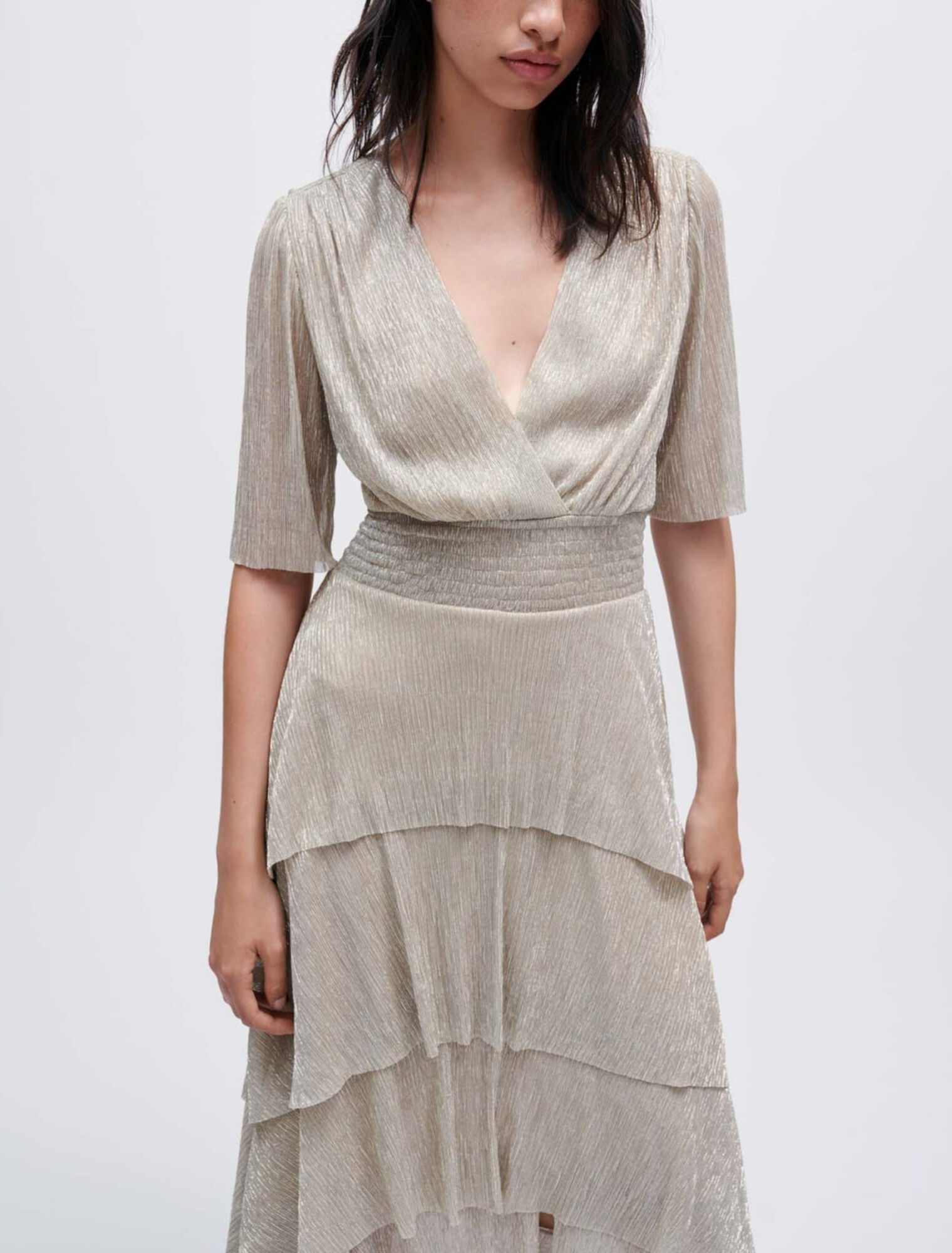 Full lamé dress with ruffles