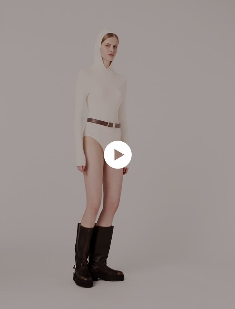 Hooded ribbed-knit bodysuit White for Women | Maje