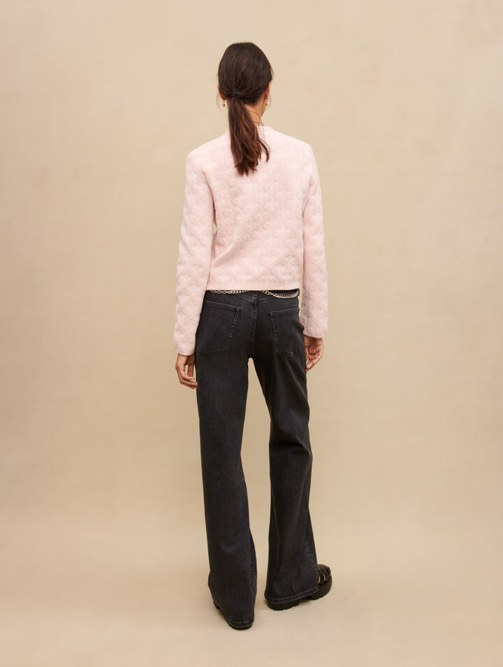 Pink textured knit cardigan