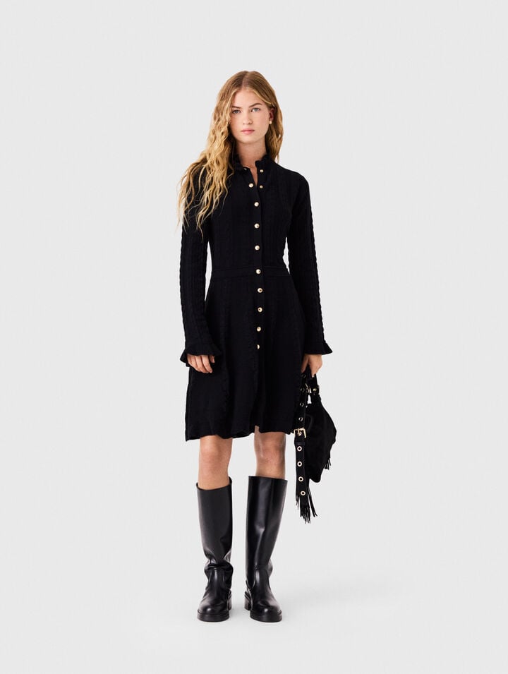 Short knit dress with buttons