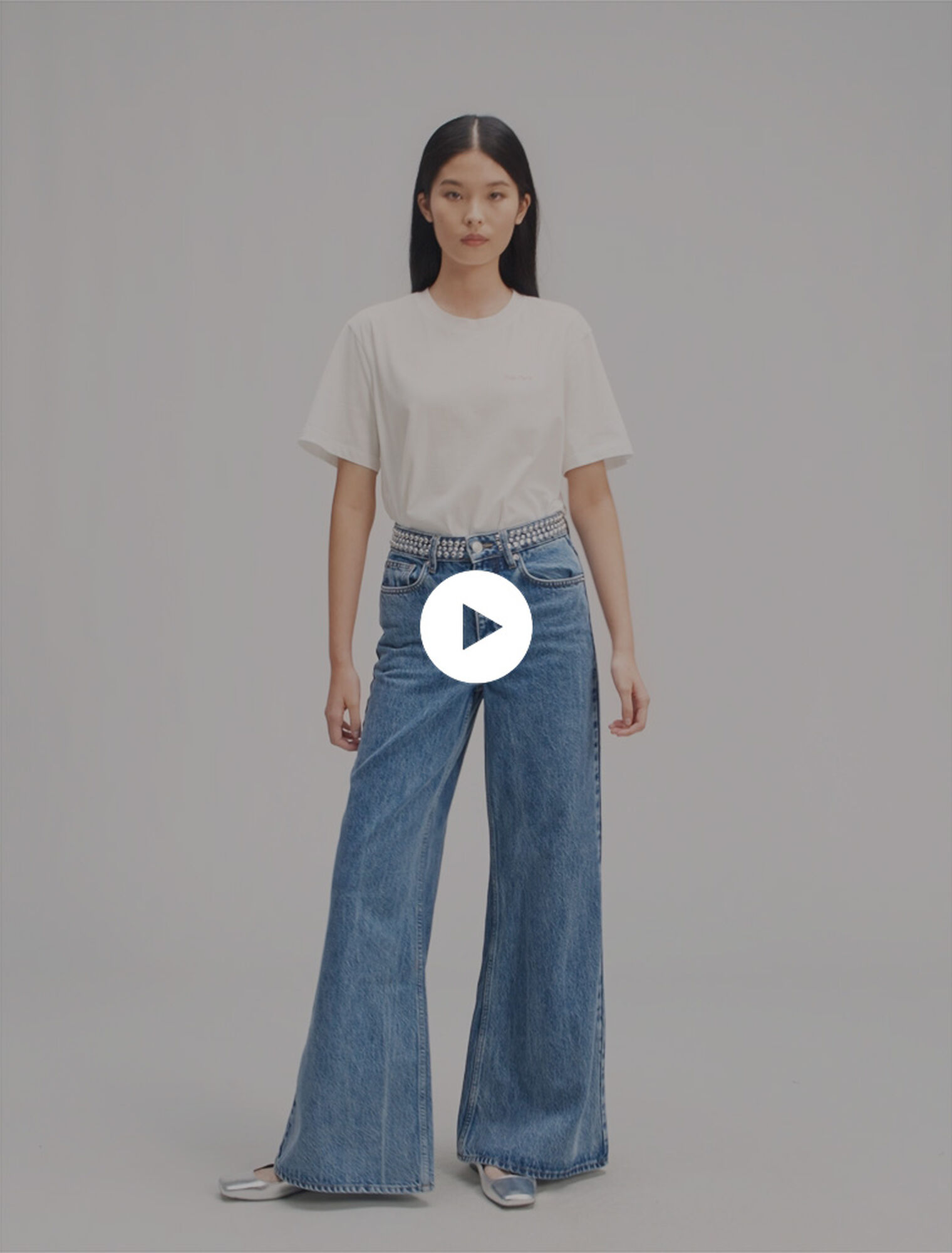 Flares jeans with studded waistband