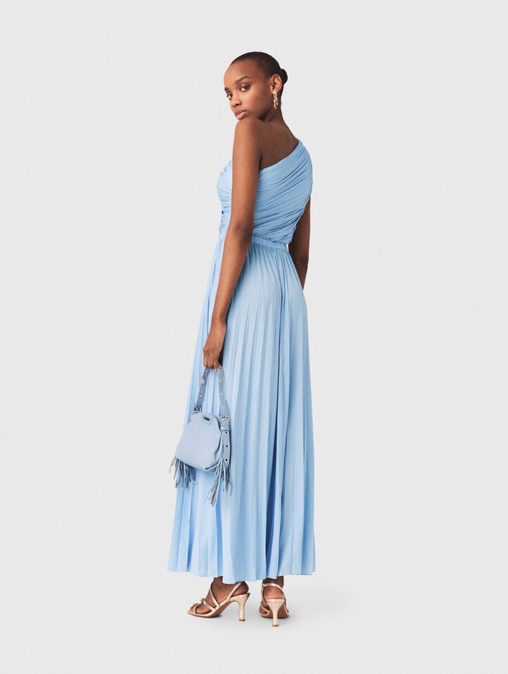 Asymmetrical pleated maxi dress