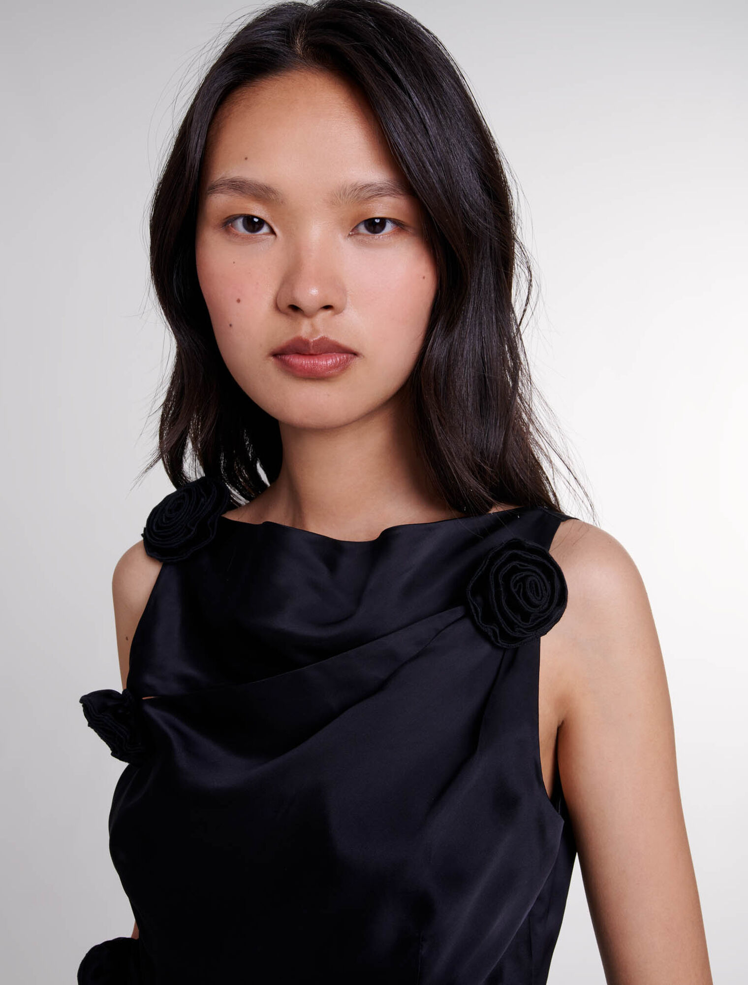 Satin-effect draped top
