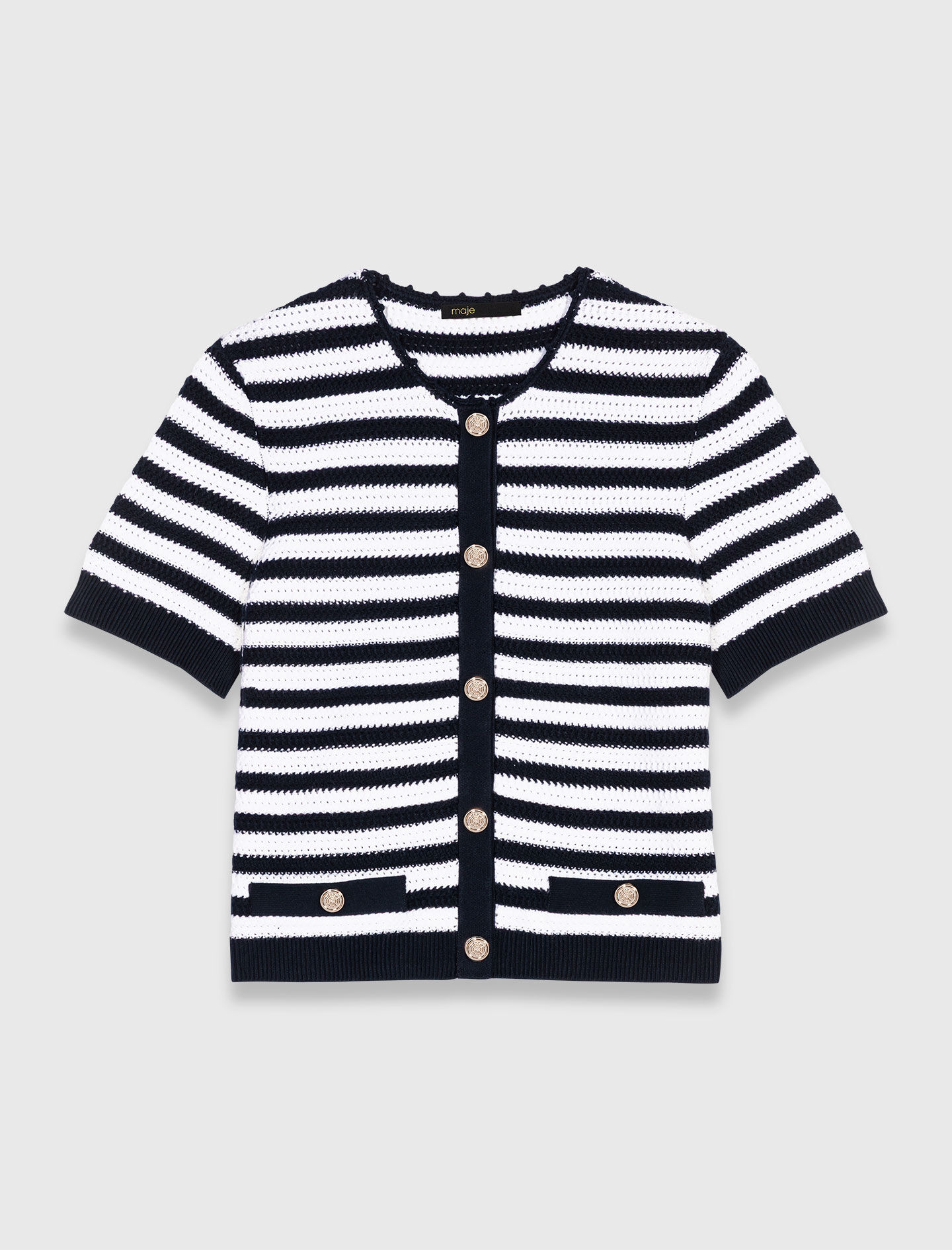 Cropped crochet cardigan Bicolor for Women | Maje