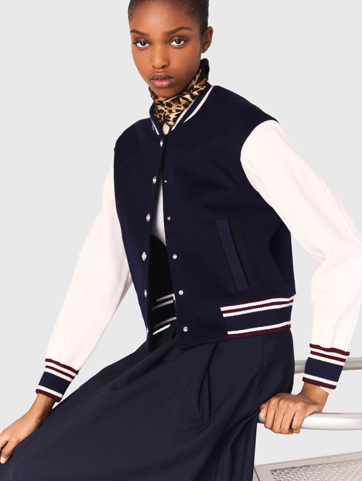 Mixed fabric bomber