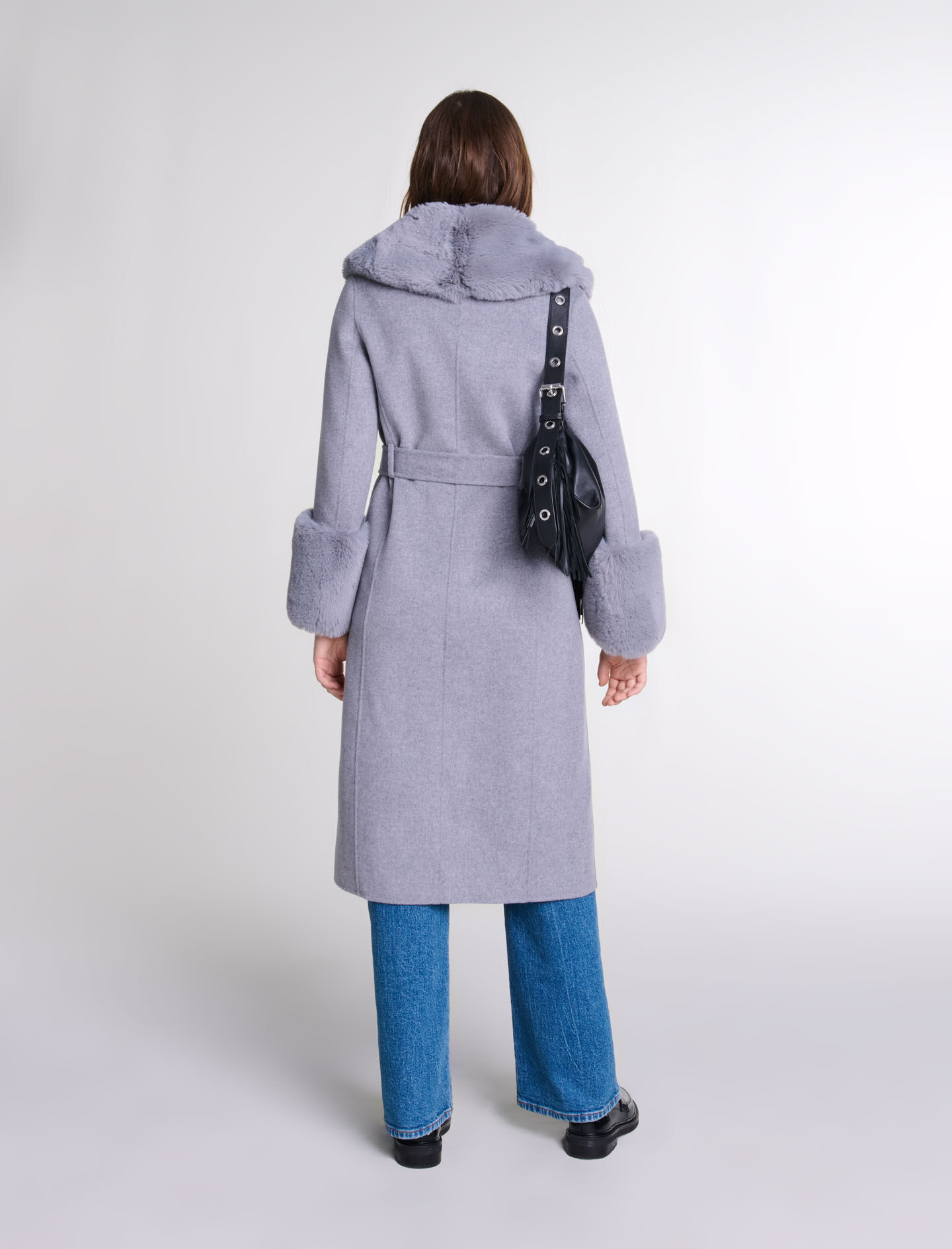 Long coat with faux fur collar - Offline_Coats | Maje