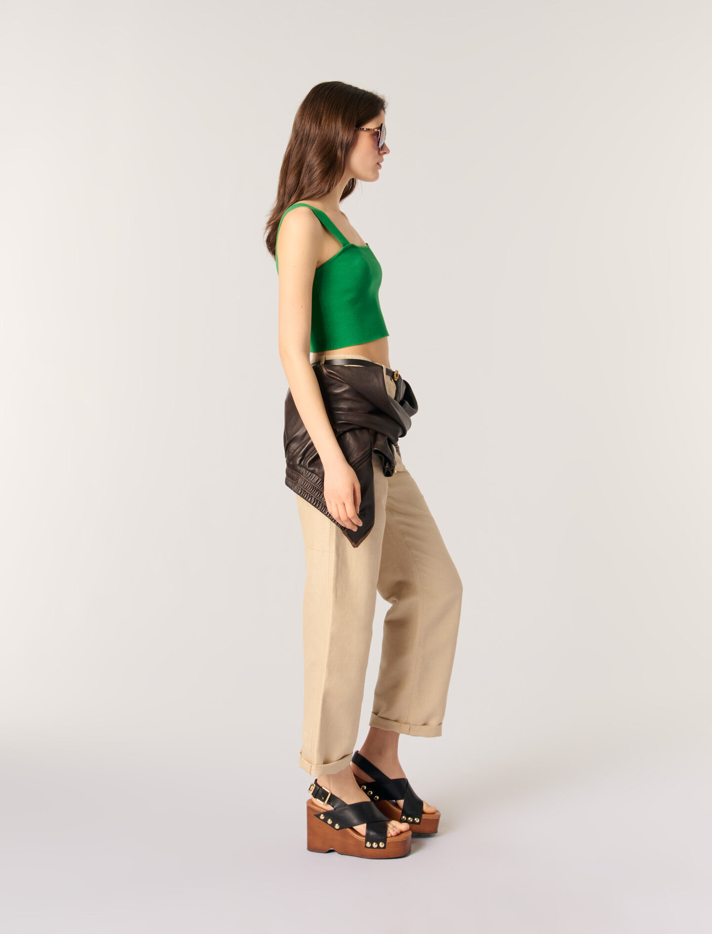 【新品未使用】Nala Cropped knit top Mサイズ 新品】nala ナラ cropped knit top クロップドニットトップ