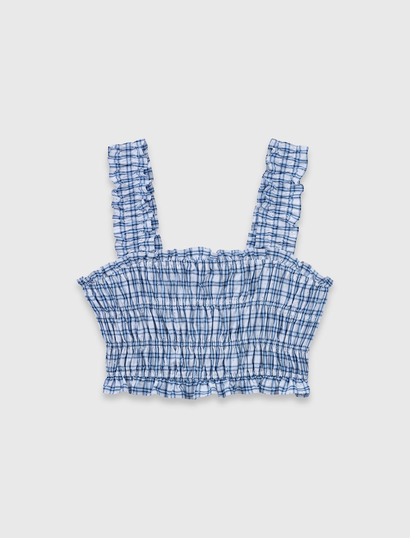 Smocked rhinestone cotton top 6