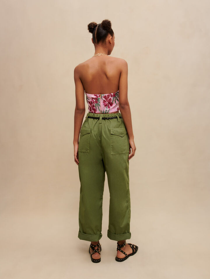 Hibiscus sequin crop top