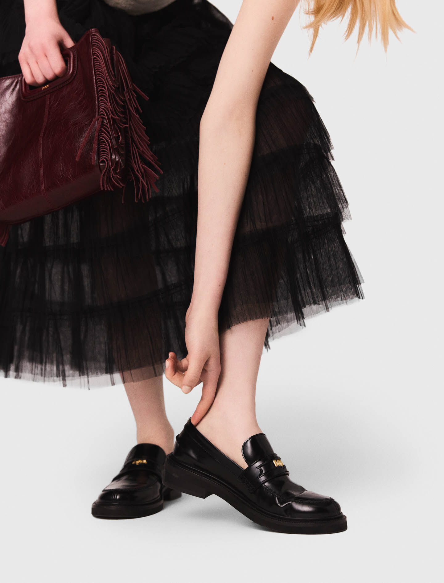 Maje Size38 ブラック 膝下丈 スカート Long embroidered skirt Black / Gray for Women | Maje
