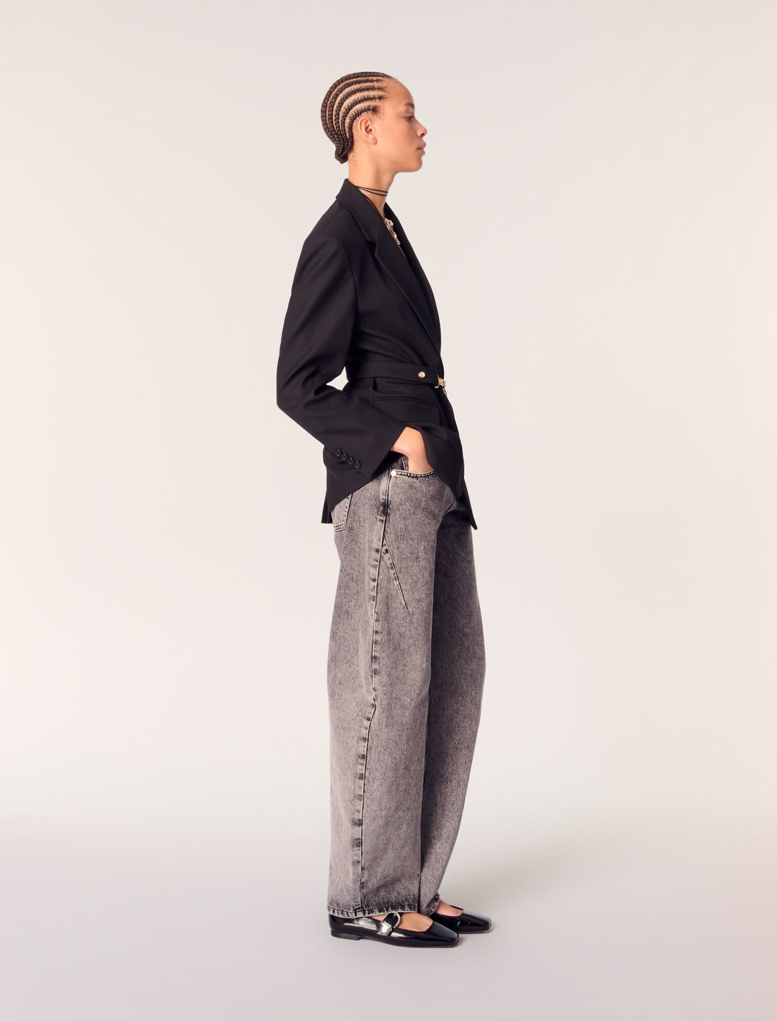 Belted suit jacket