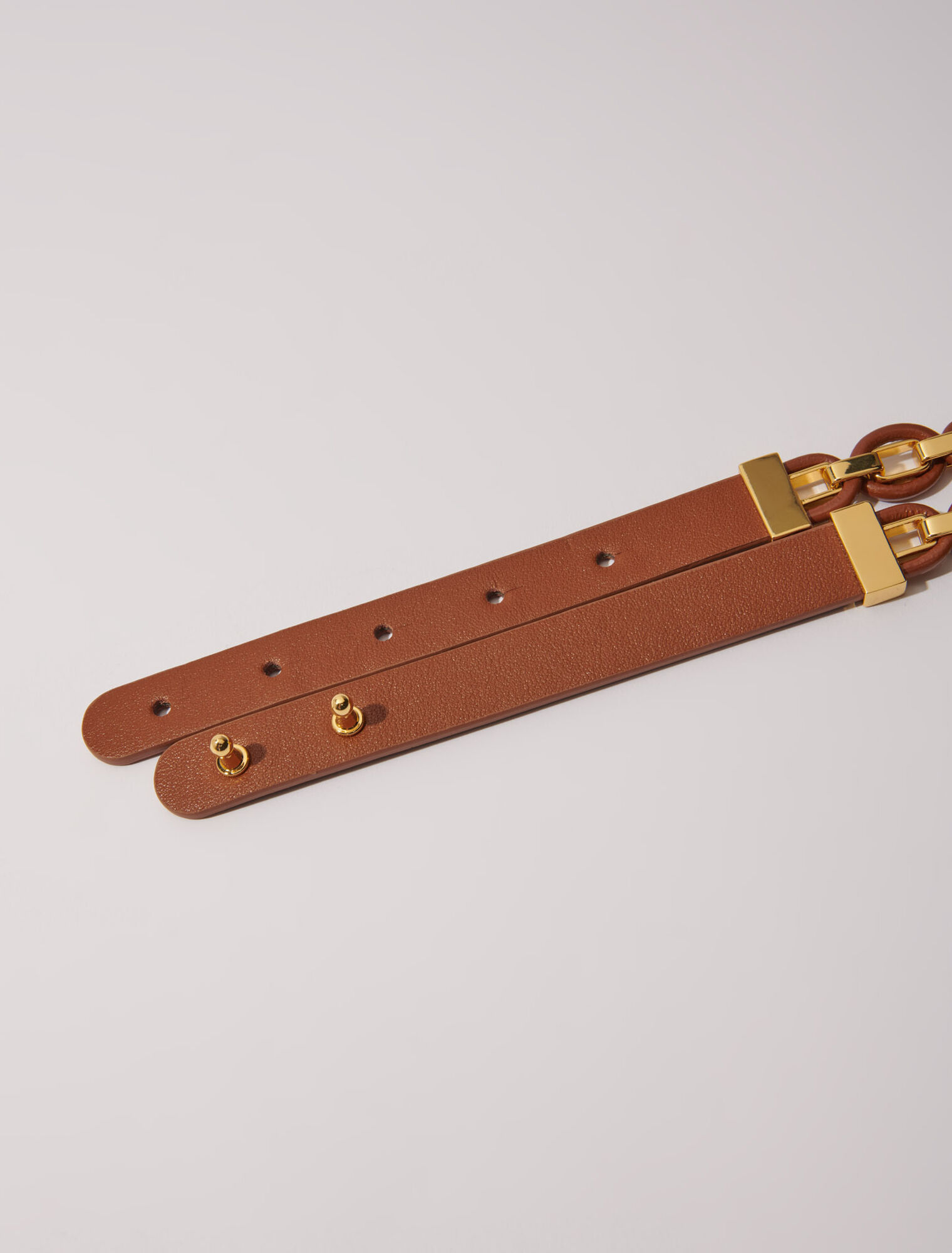 Leather belt with links