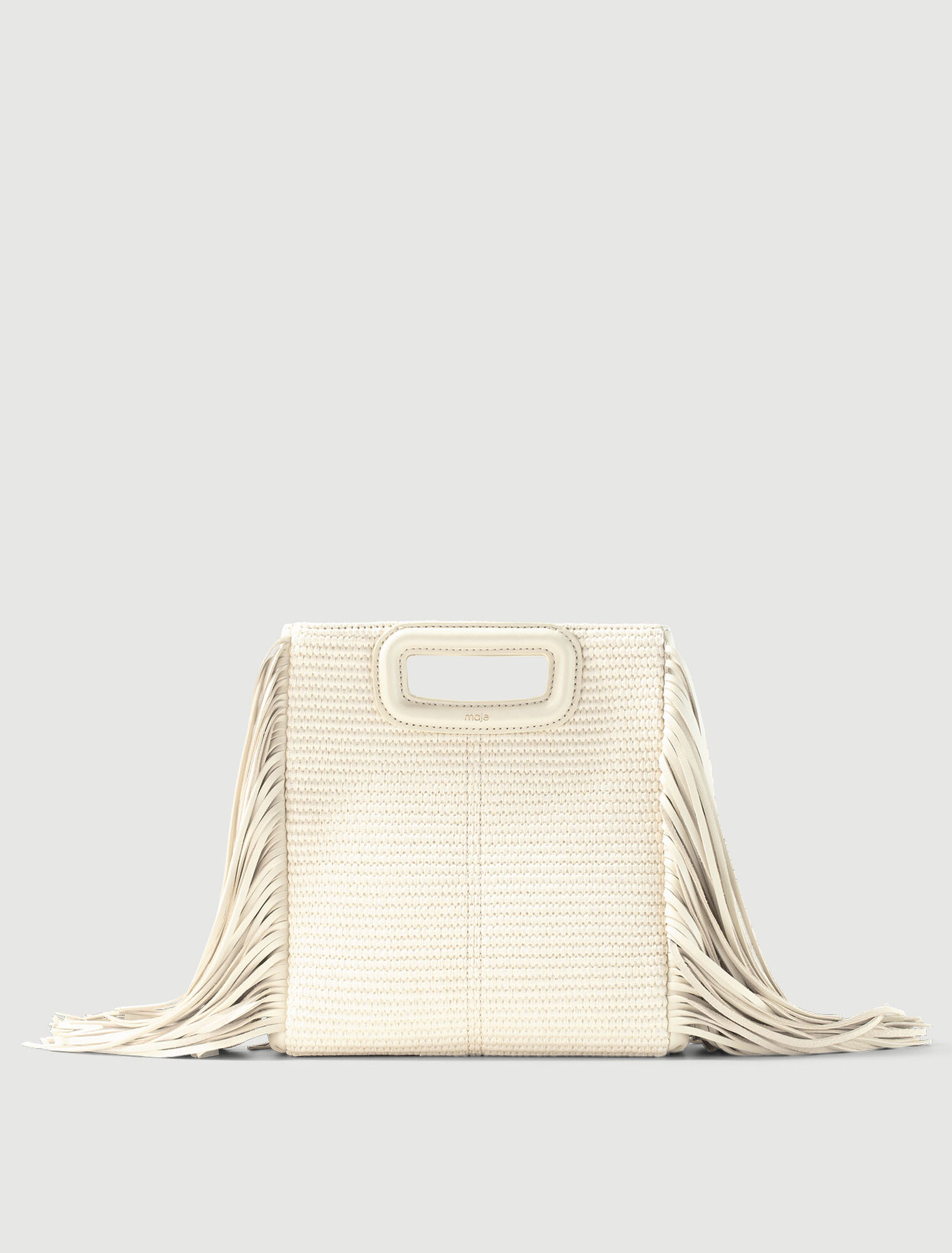 Textile and raffia M bag