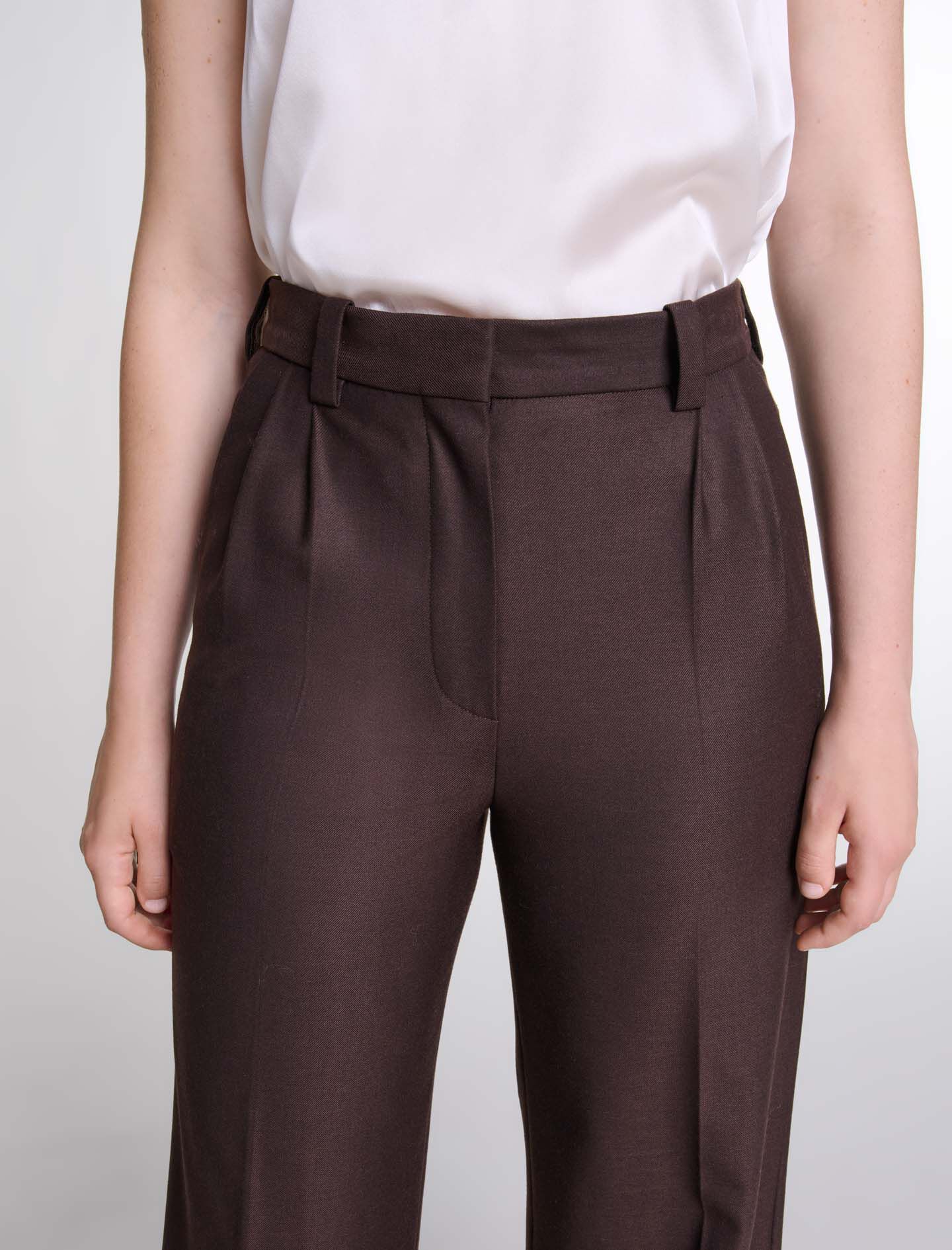 パンツ Patou Tailored Brown Trousers With High Waist Patou Tailored Brown Trousers With High Waist | THE LIST