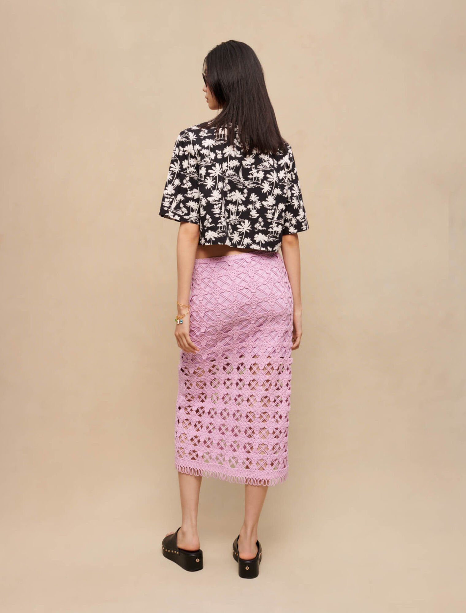 Palm print short shirt