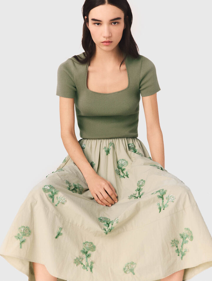 Embroidered technical skirt