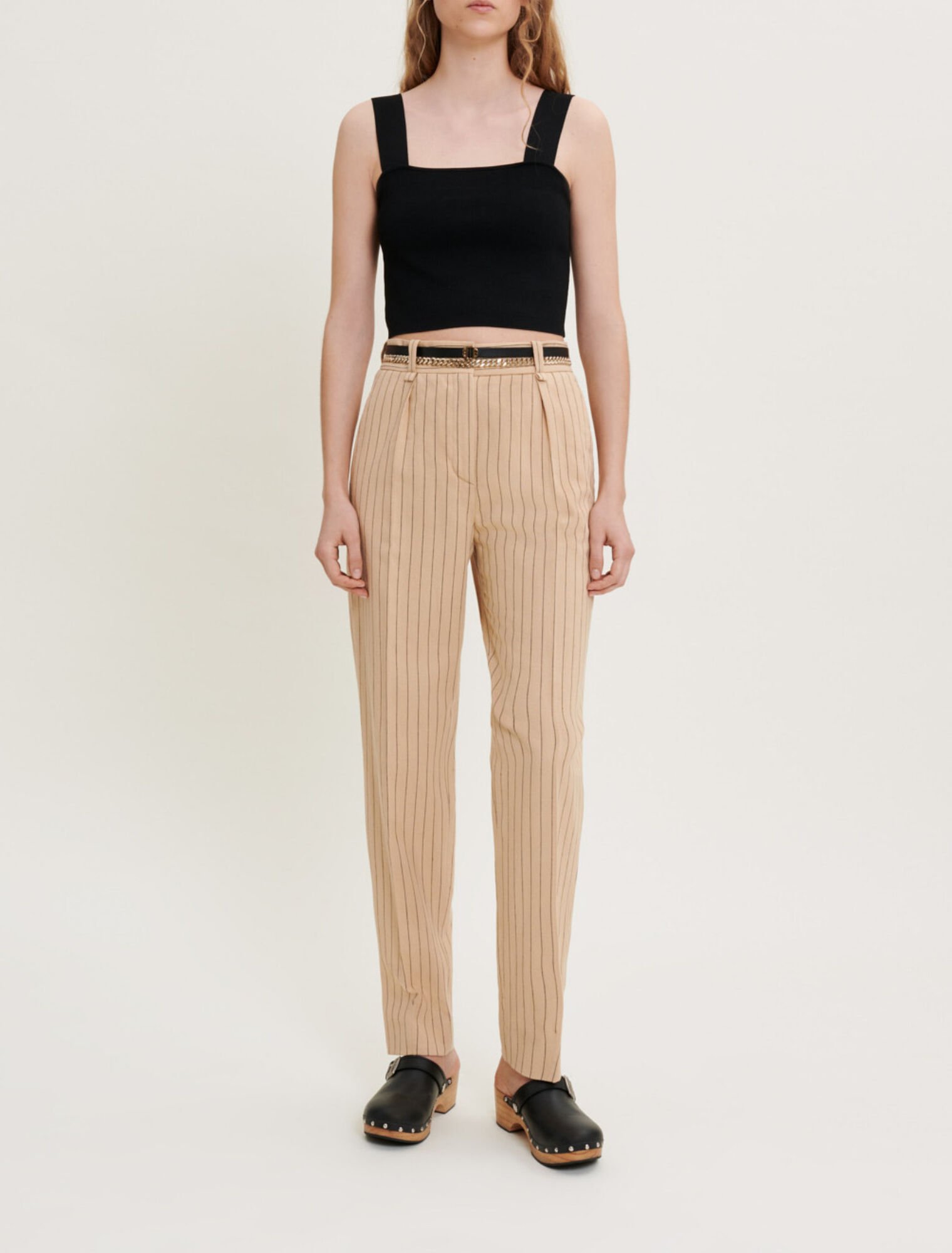 Fitted striped trousers
