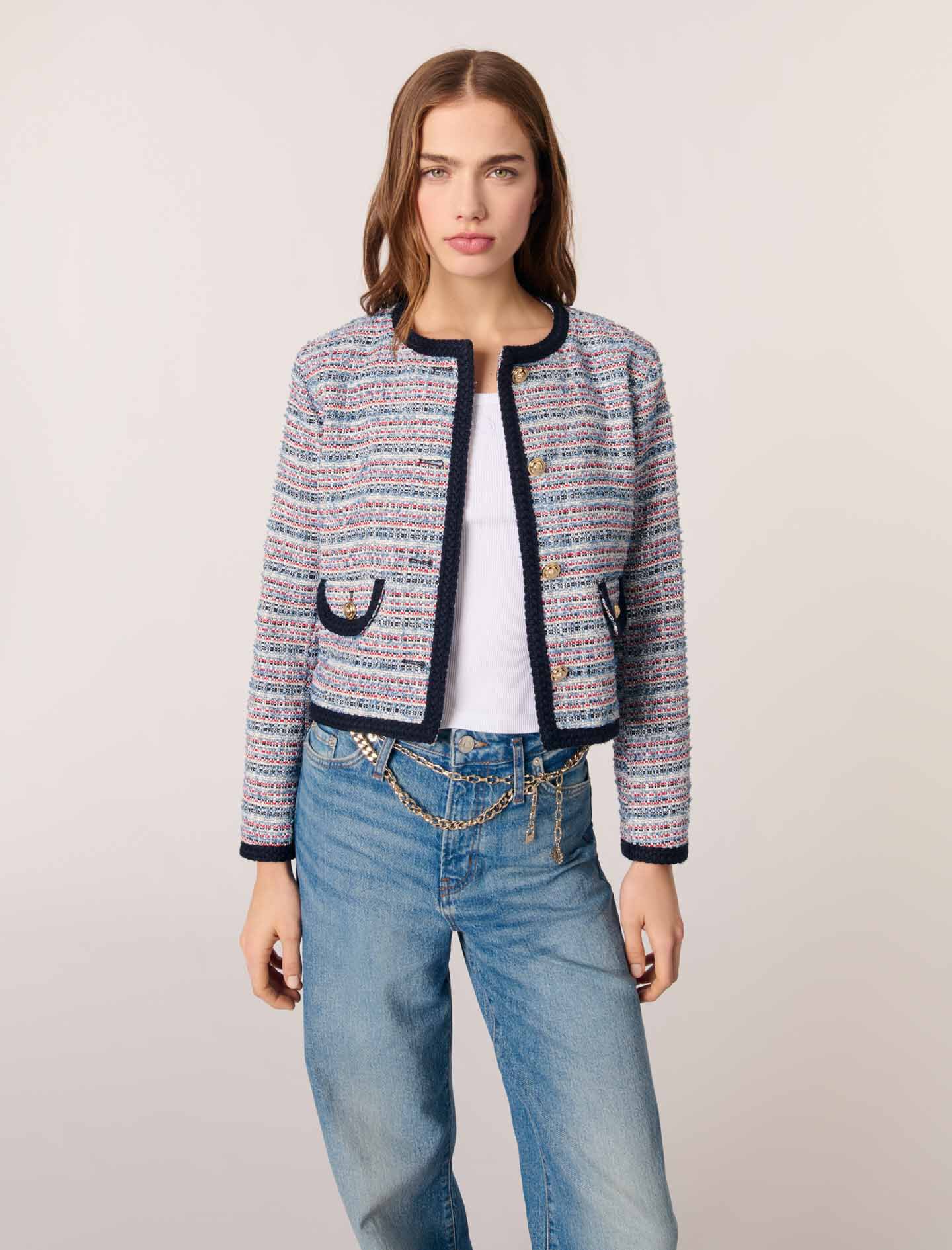 Short tweed jacket Bicolor for Women | Maje