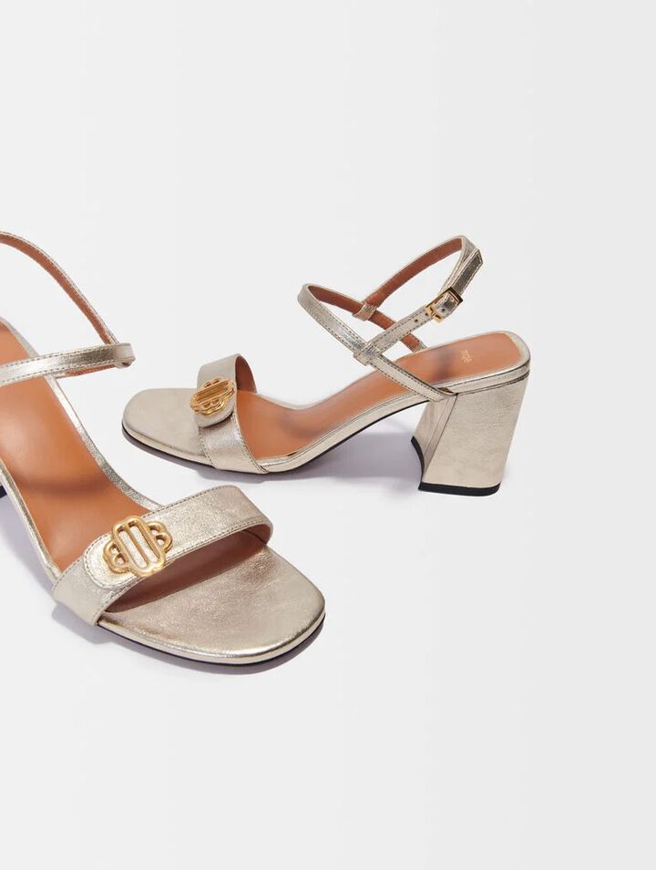 Metallic leather sandals