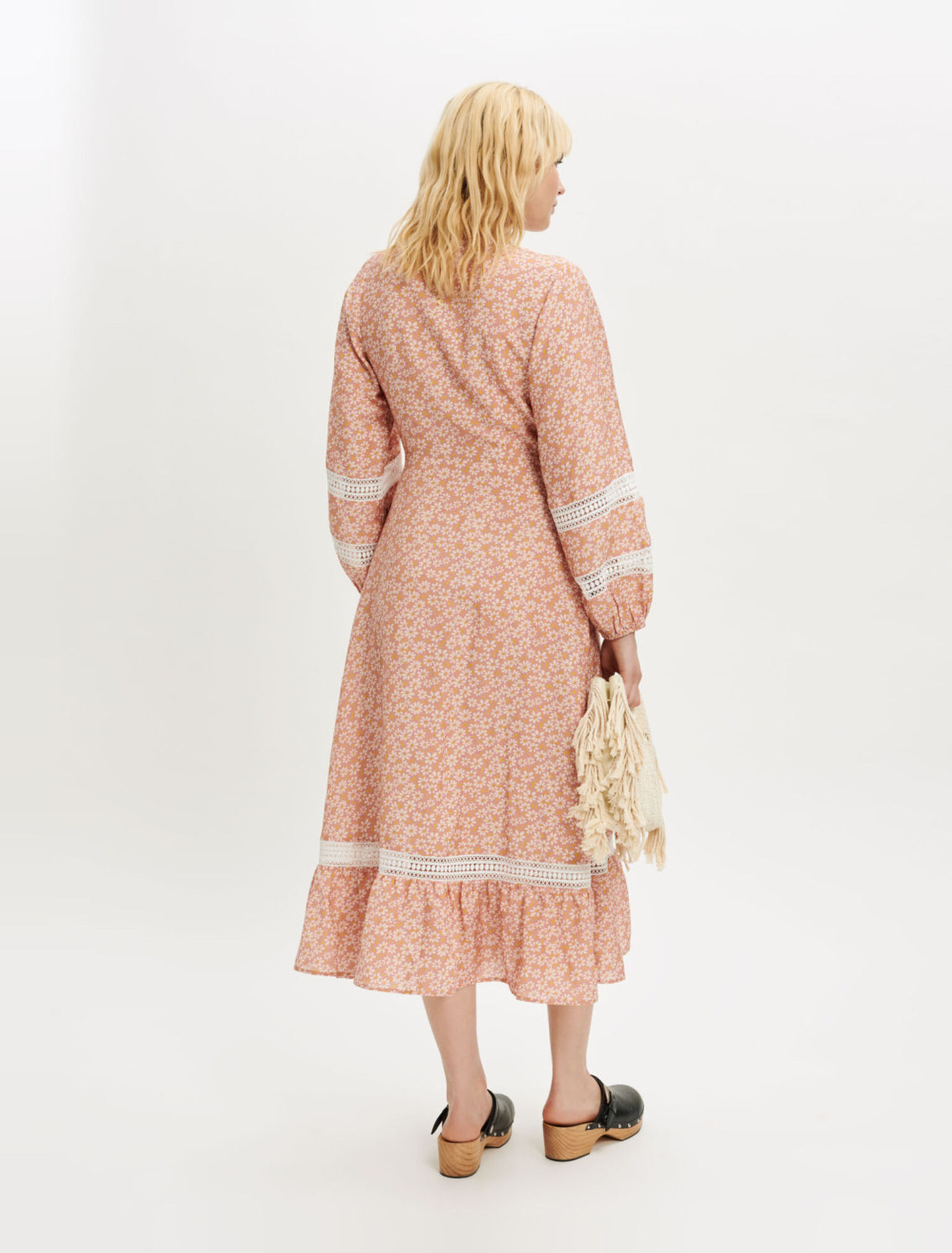 Printed wrap dress with braids