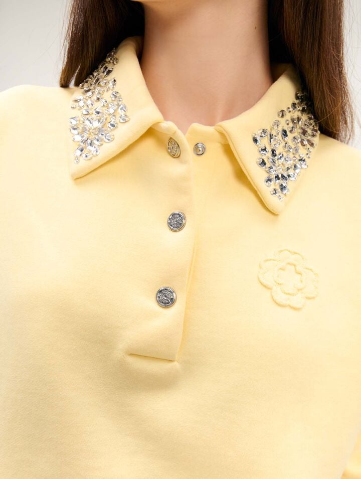 Jewellery collar cropped sweater