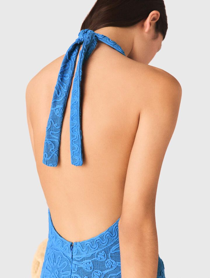 Backless guipure maxi dress