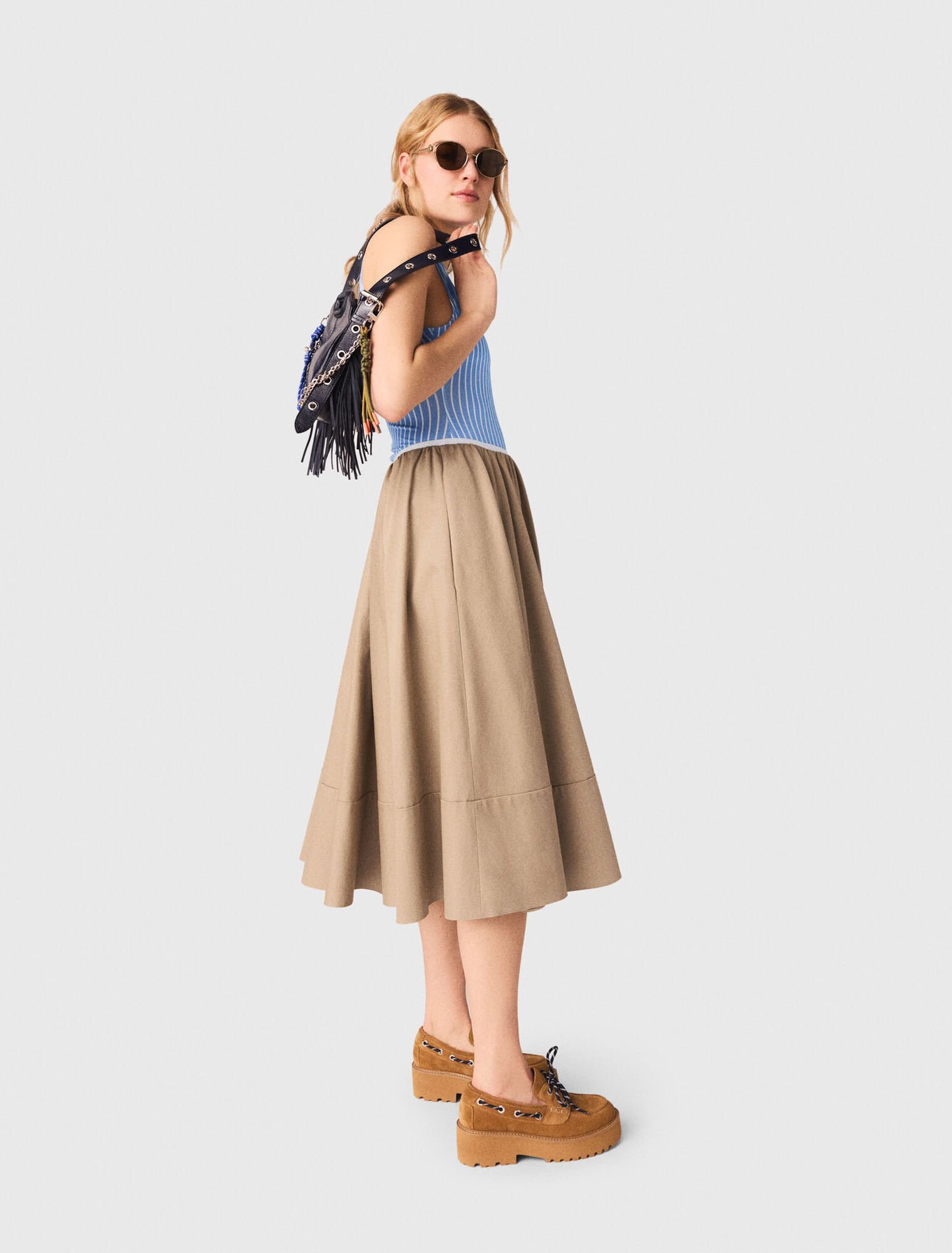 Mid-length cotton skirt