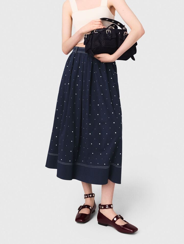 Long studded cotton skirt