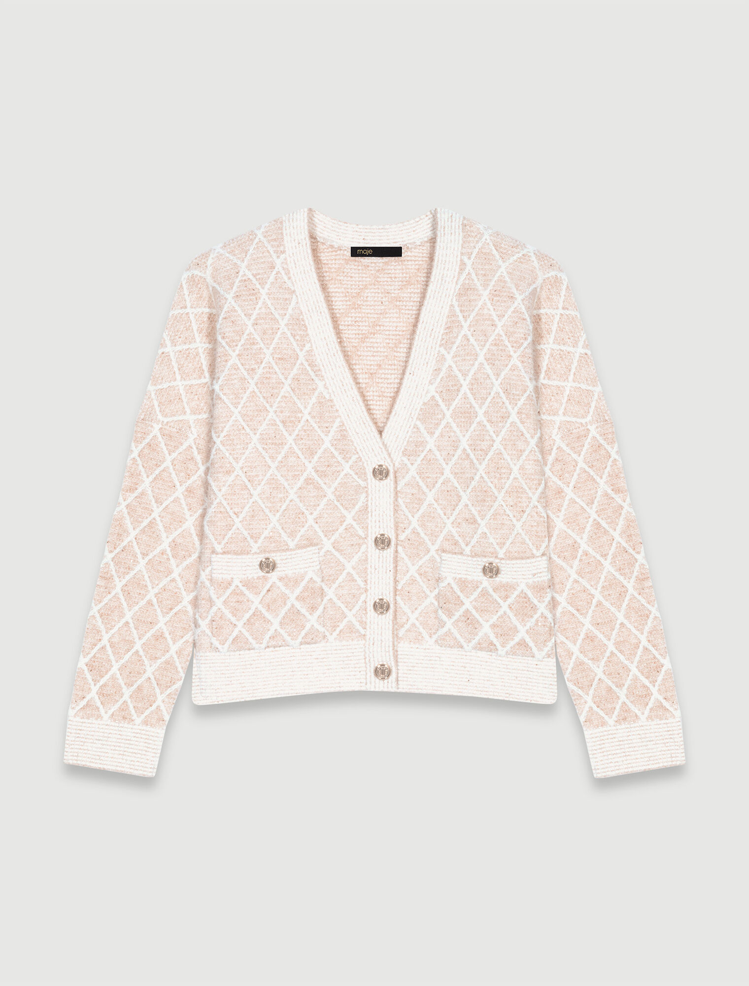 Checked knit cardigan
