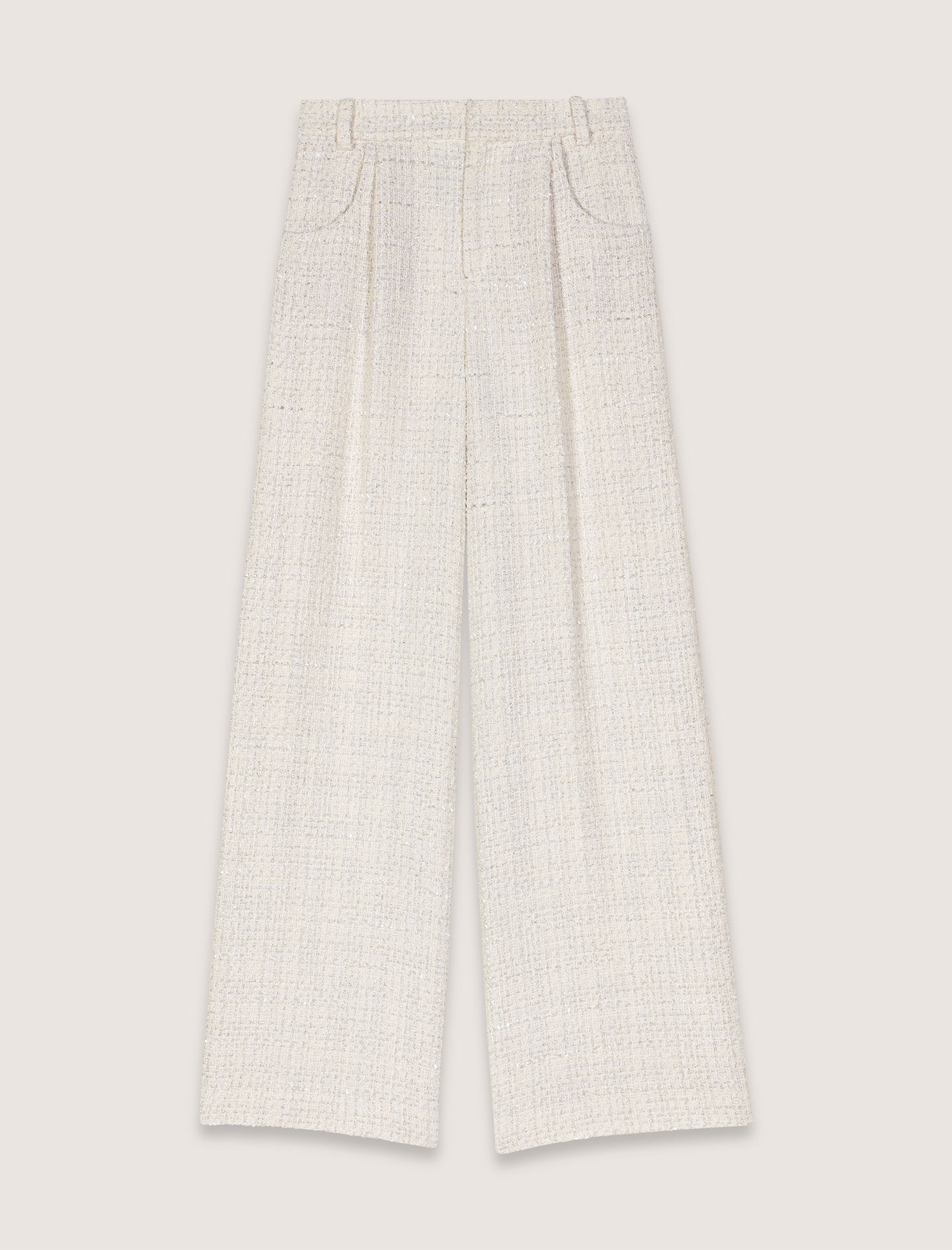 Wide-leg tweed trousers White for Women | Maje