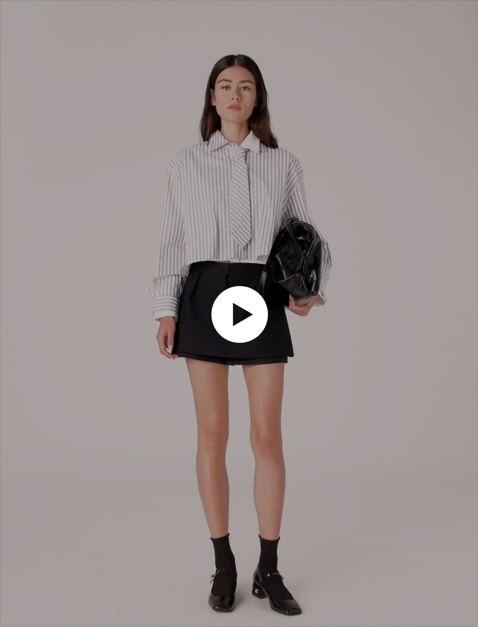 Striped rhinestone shirt with tie Tricolor for Women | Maje