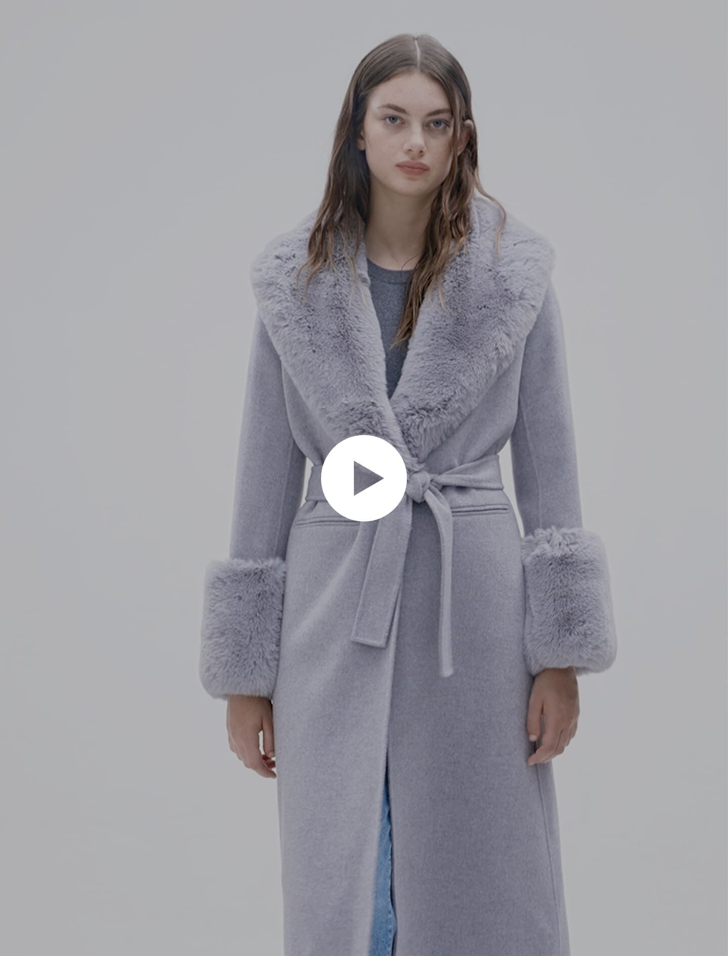 Long fur collar coat top