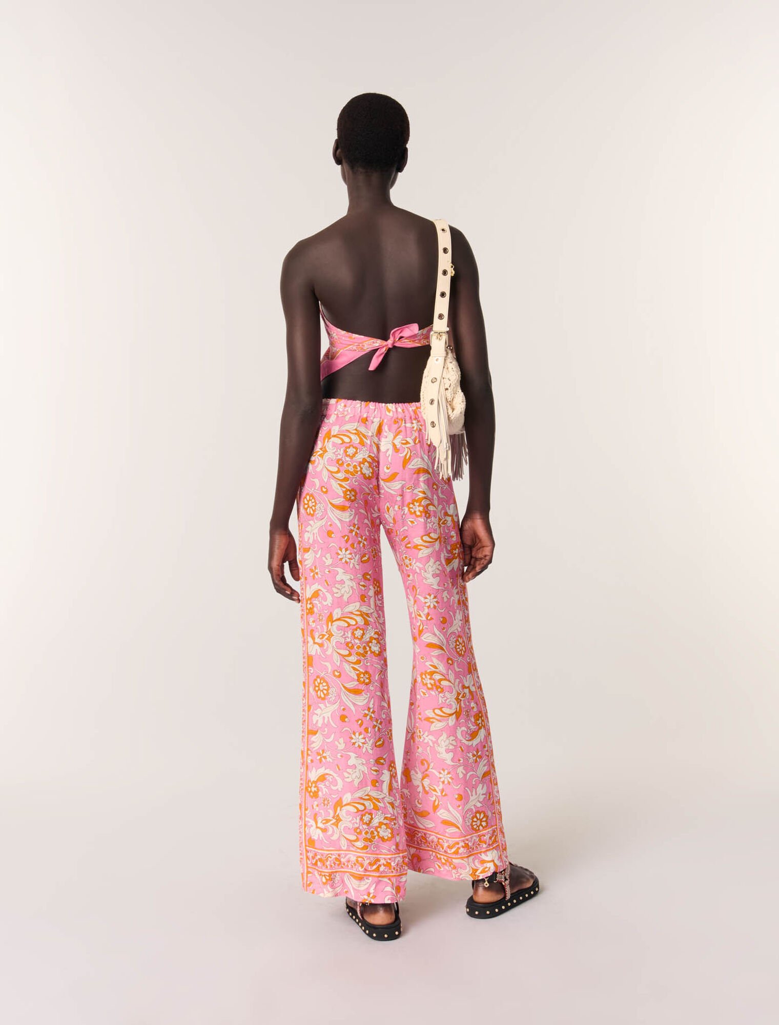 Patterned linen trousers