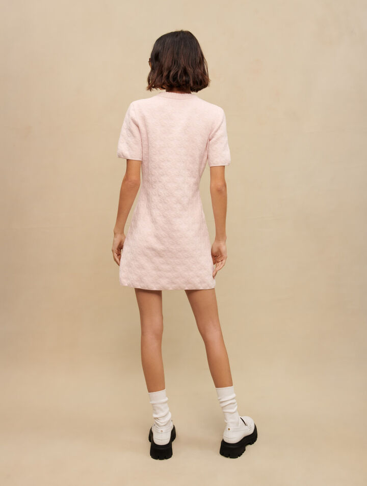 Pink textured knit dress
