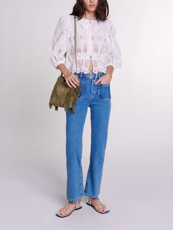 Embroidered ramie blouse