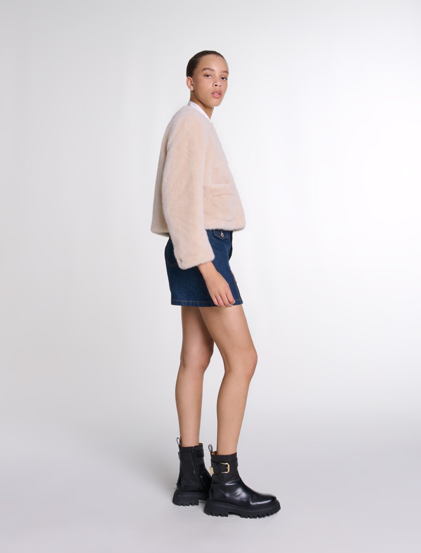 Cropped faux fur jacket - Blazers | Maje Cropped faux fur jacket - Blazers | Maje