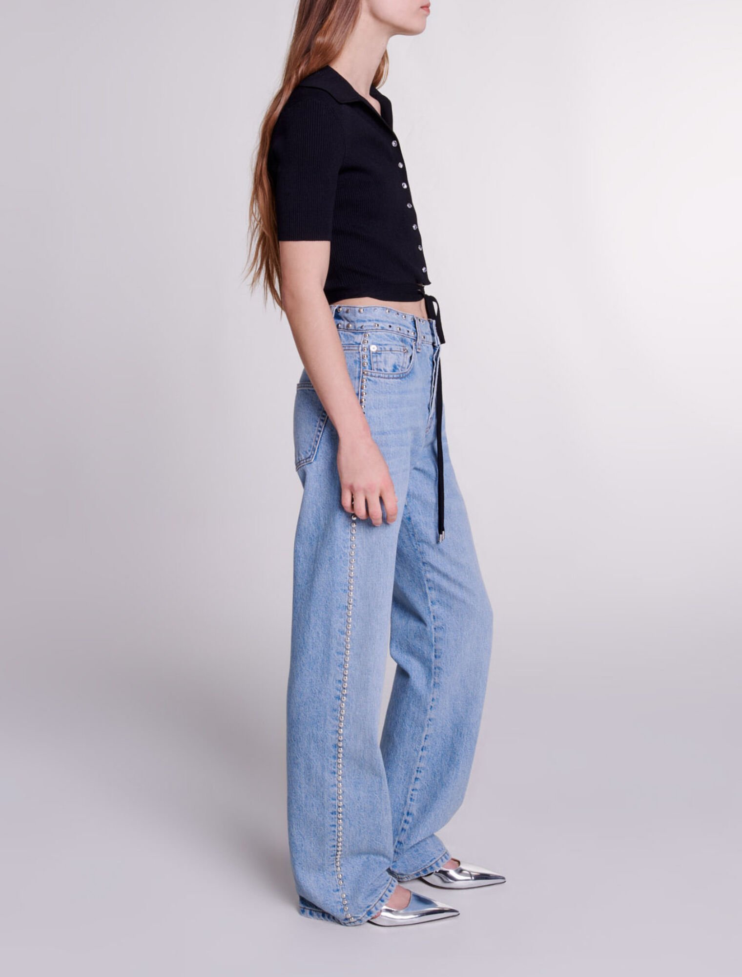Knit crop top with ties