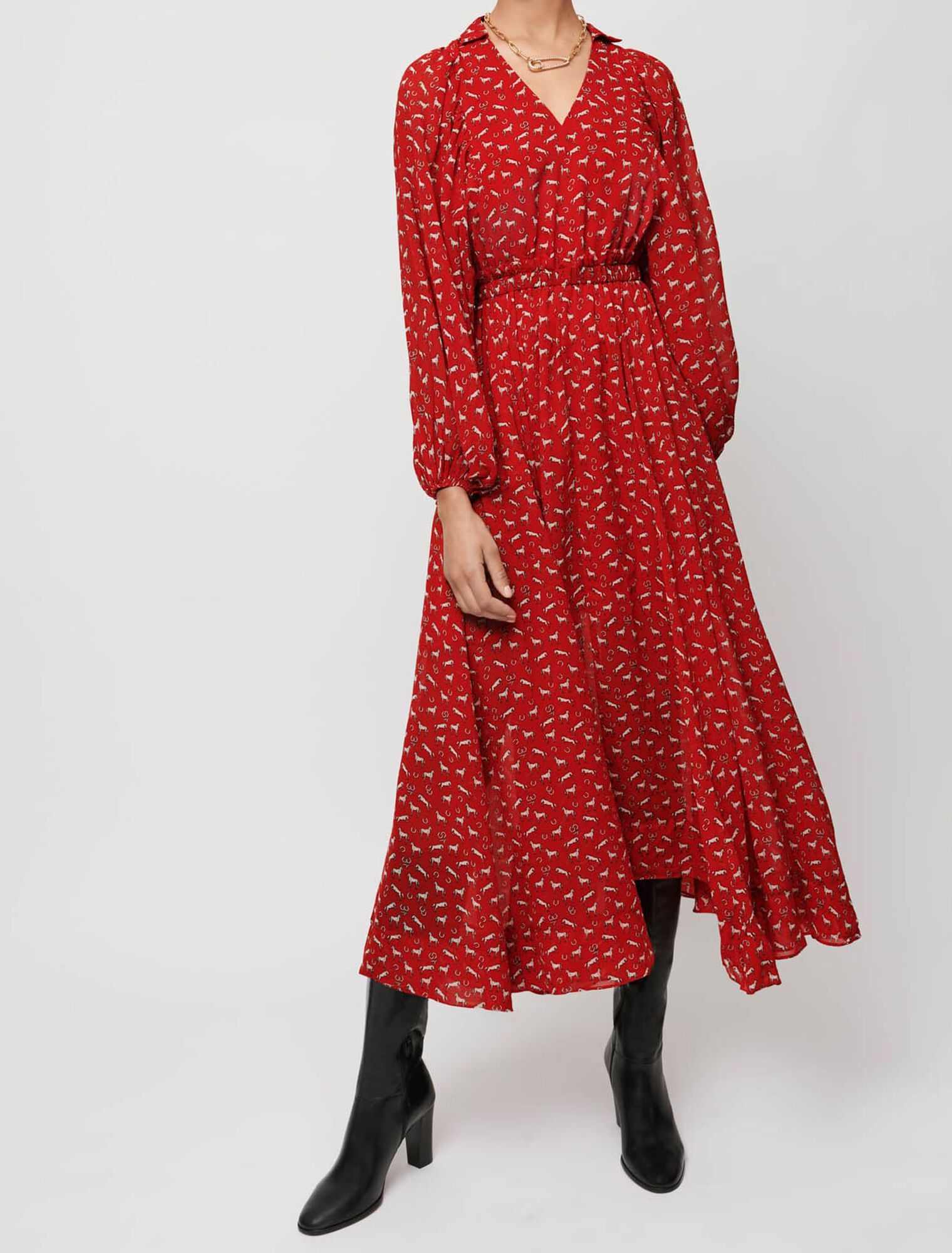 Horse print chiffon dress