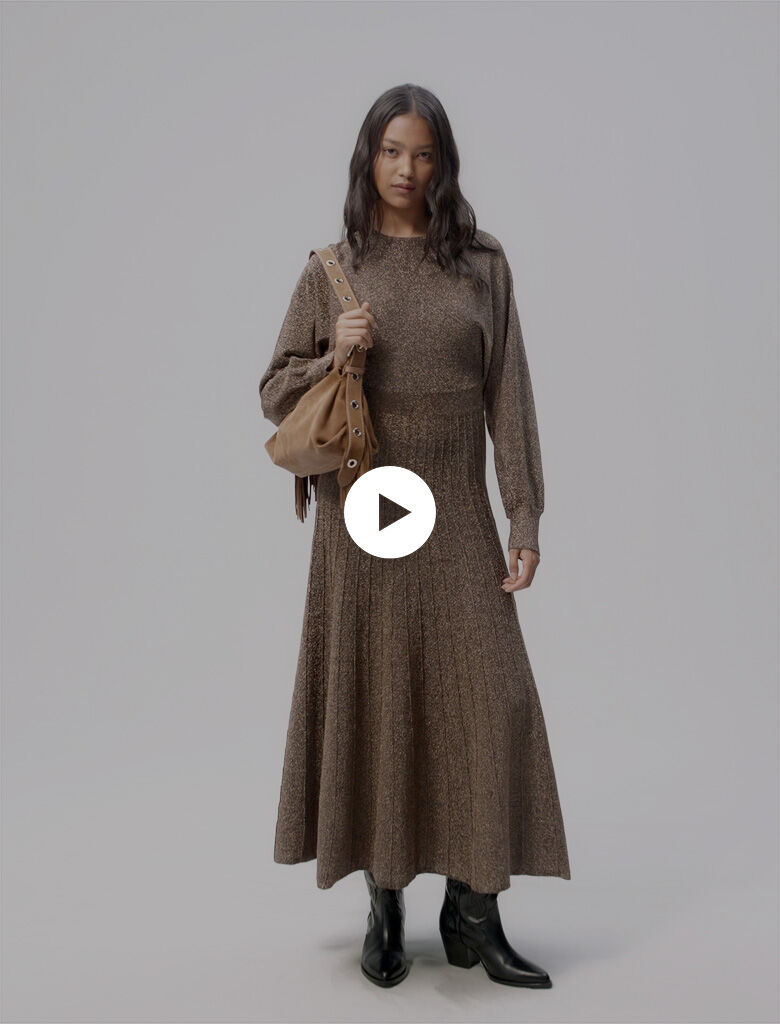 Shiny knit maxi dress - Offline_Dresses | Maje