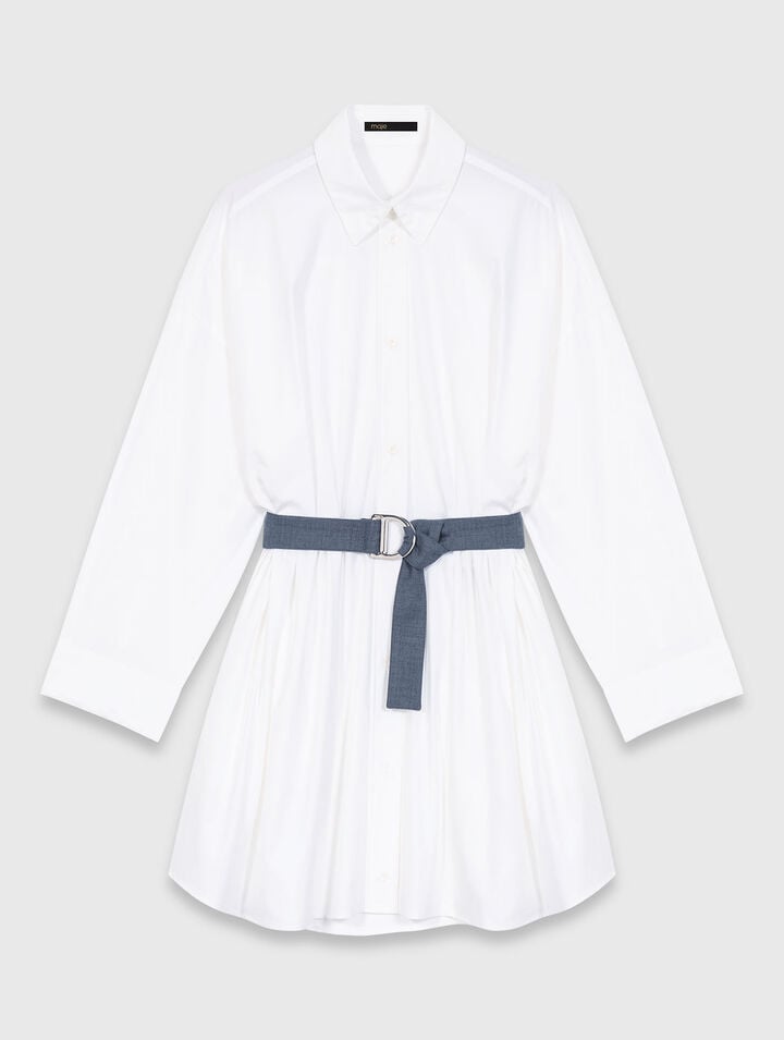 Shirt dress with contrast belt