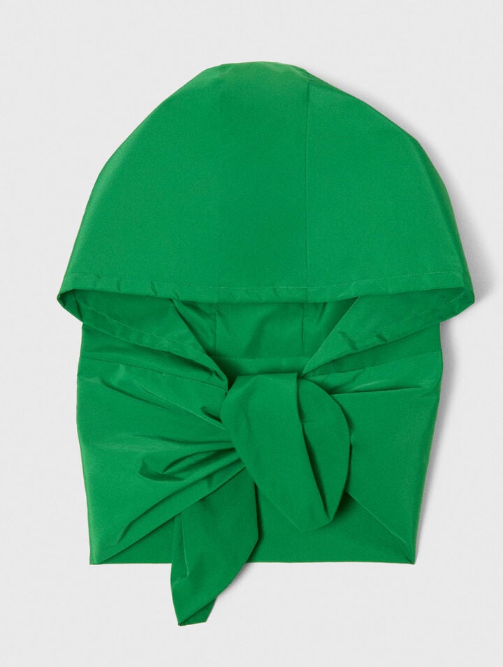 Tie-up waterproof hood