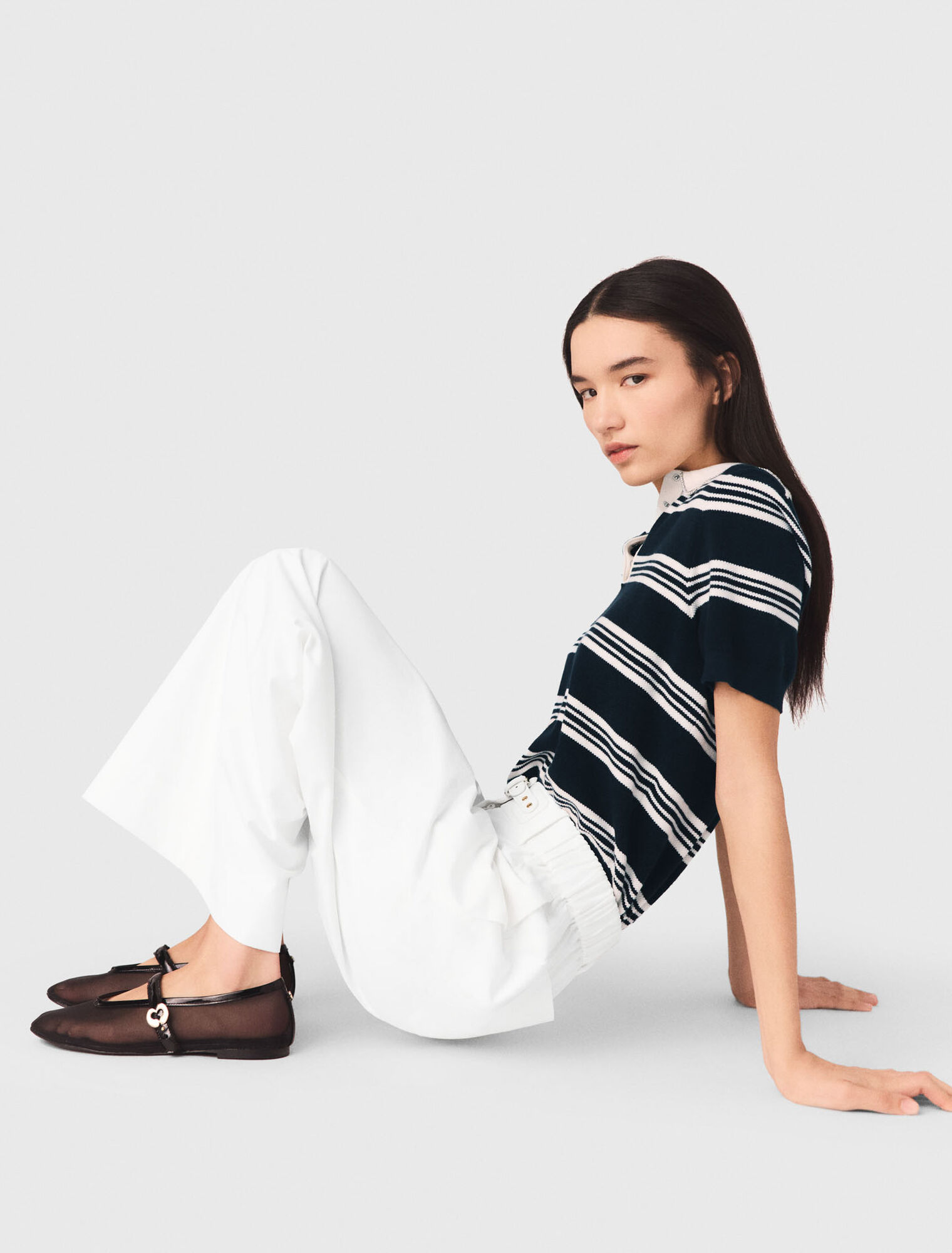 Wide-leg cotton trousers