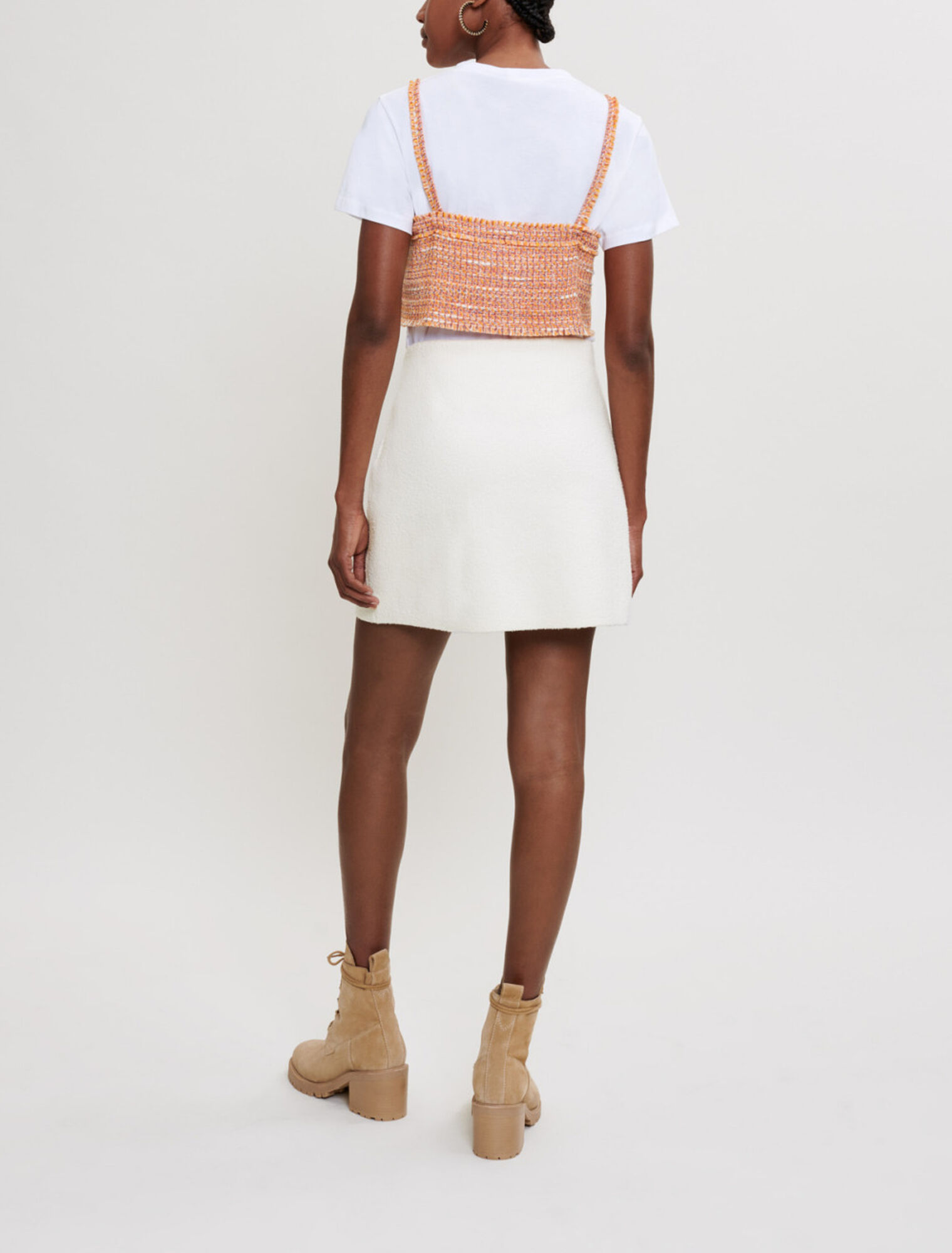 Mesh skirt with contrasting braids