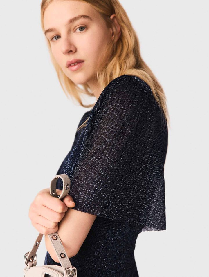 Metallic ruffled midi dress