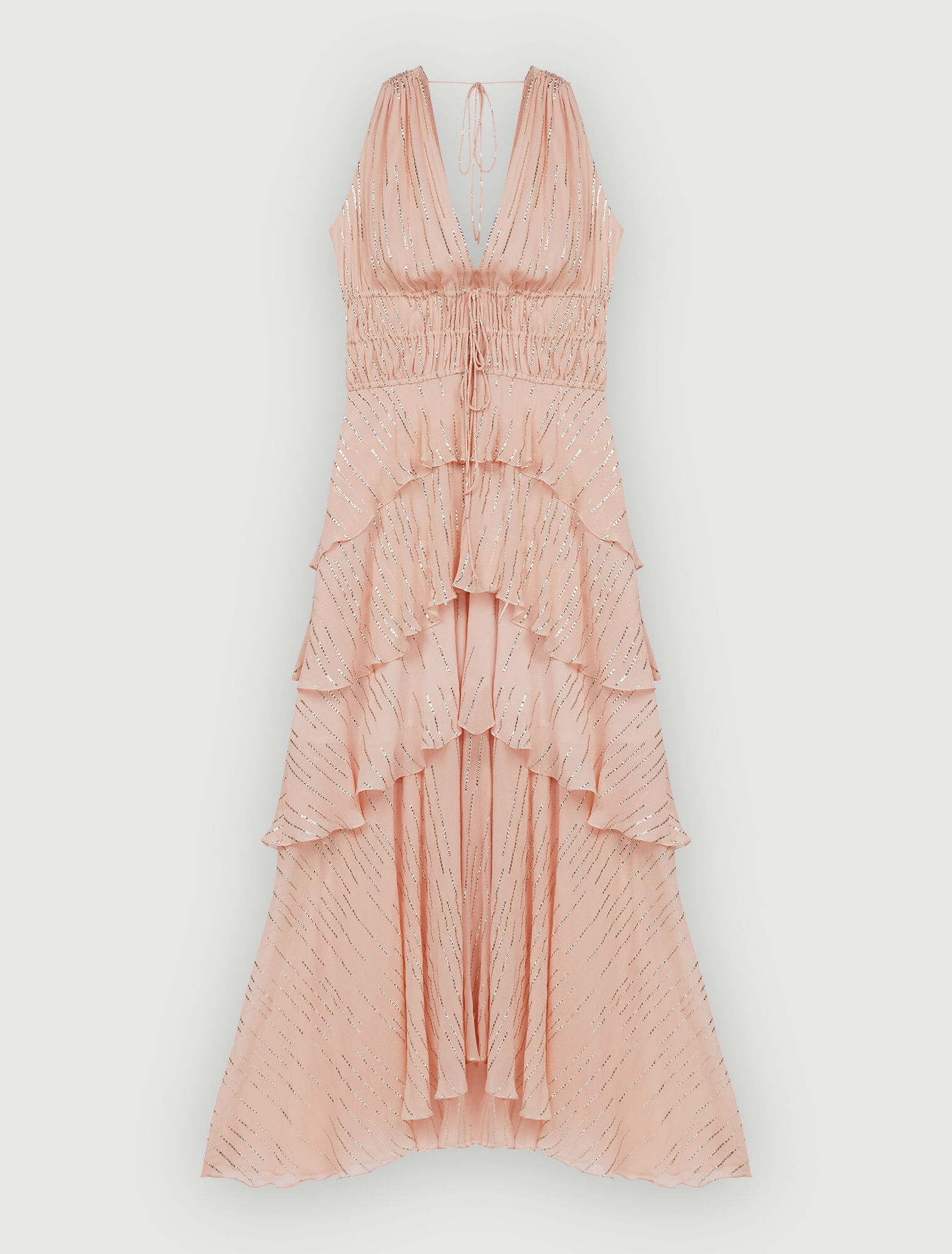 Silk and lamé ruffle dress