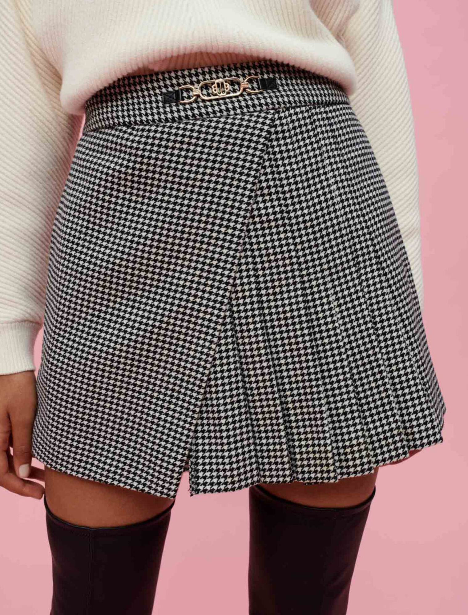 Trompe l'oeil houndstooth shorts