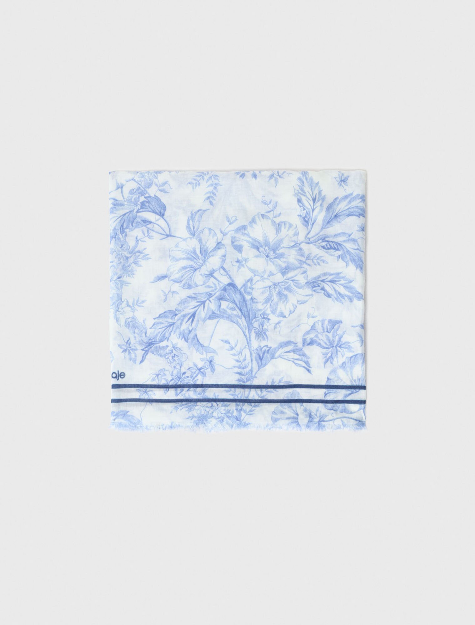 Floral print wool blend shawl