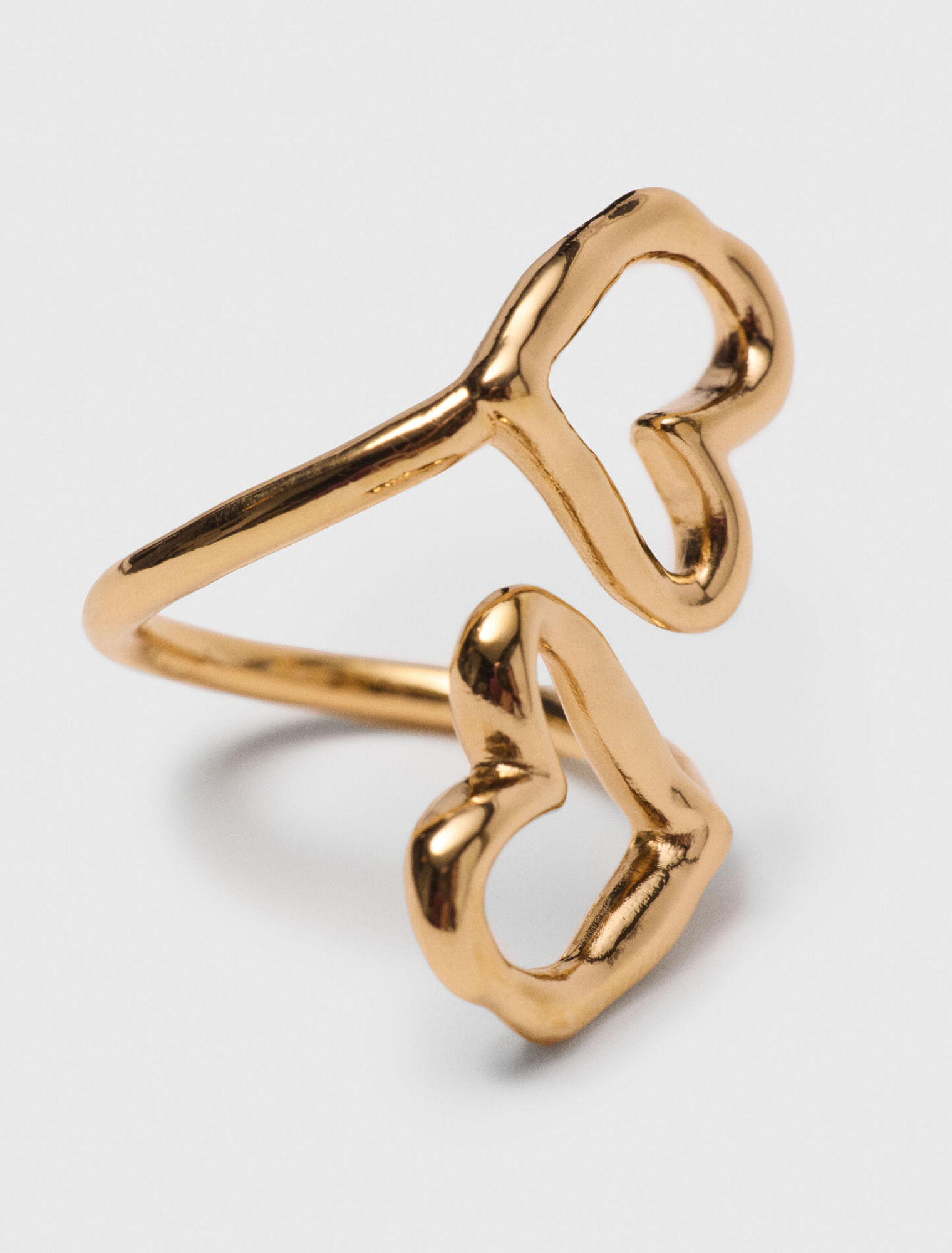 Double gold-plated heart ring