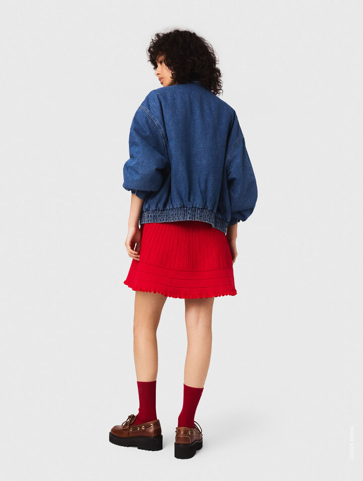 Oversized embroidered denim jacket