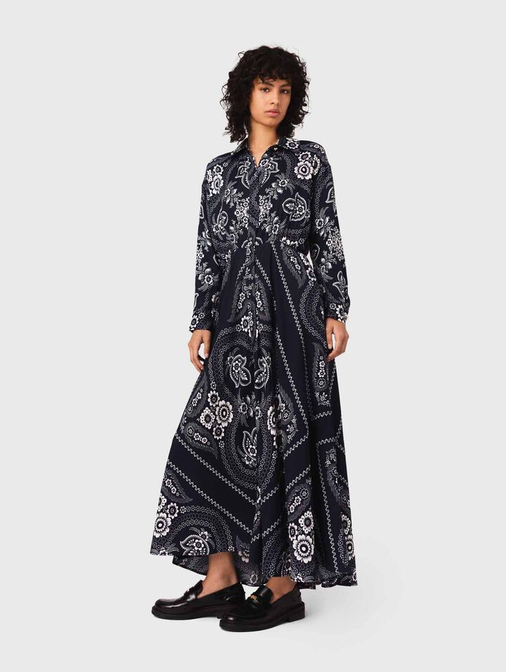 Patterned flowing maxi dress